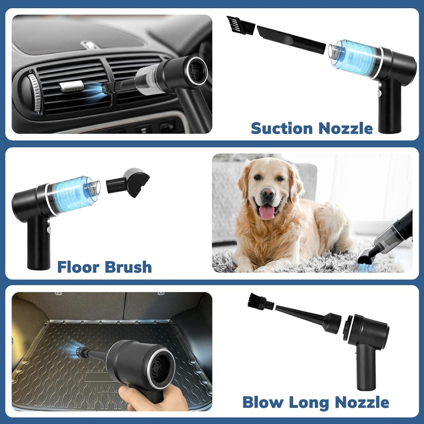 2 in 1 Air Duster Handheld Car Vacuum Cleaner