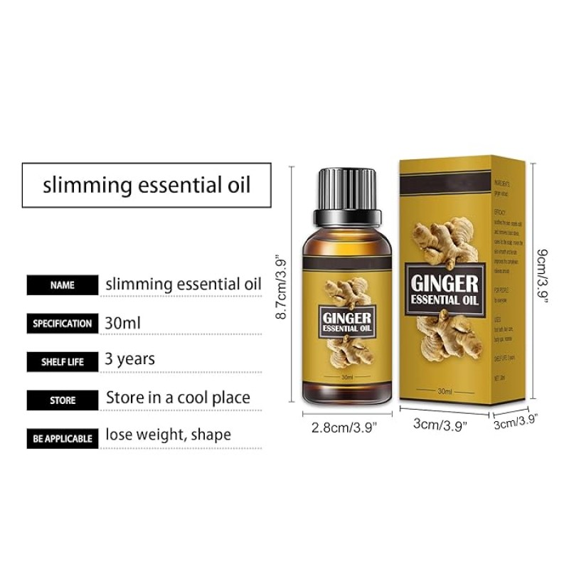 Big Bottle Ginger Essential Oil, Belly Drainage Ginger Oil